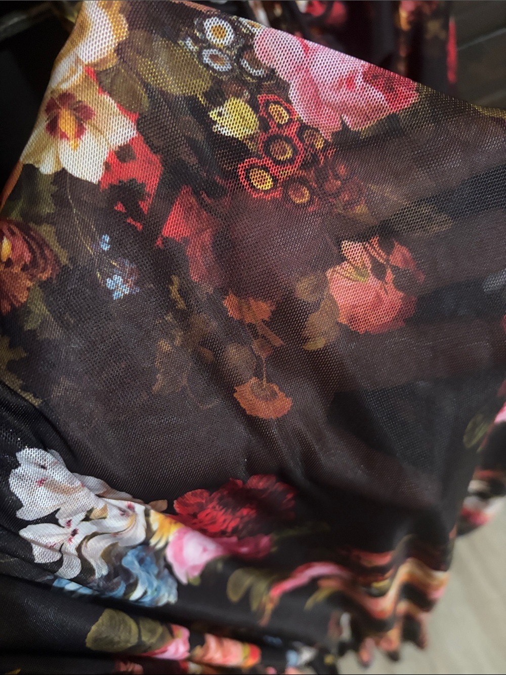 Blackmilk Dark Floral Midi Dress with Ruched Front. #EUC - Picture 4 of 6